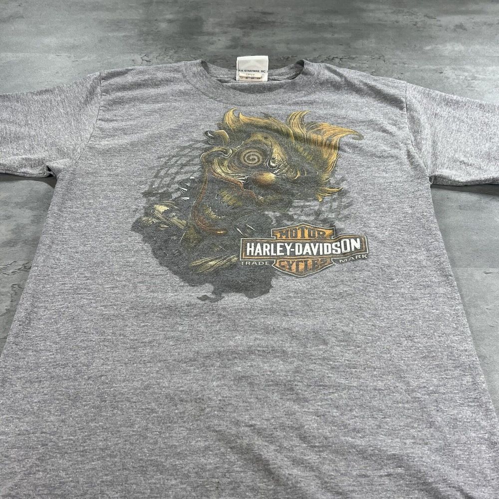 Vintage Harley Davidson Shirt Women Small Gray Clown Evil Devil Joker Fade Biker